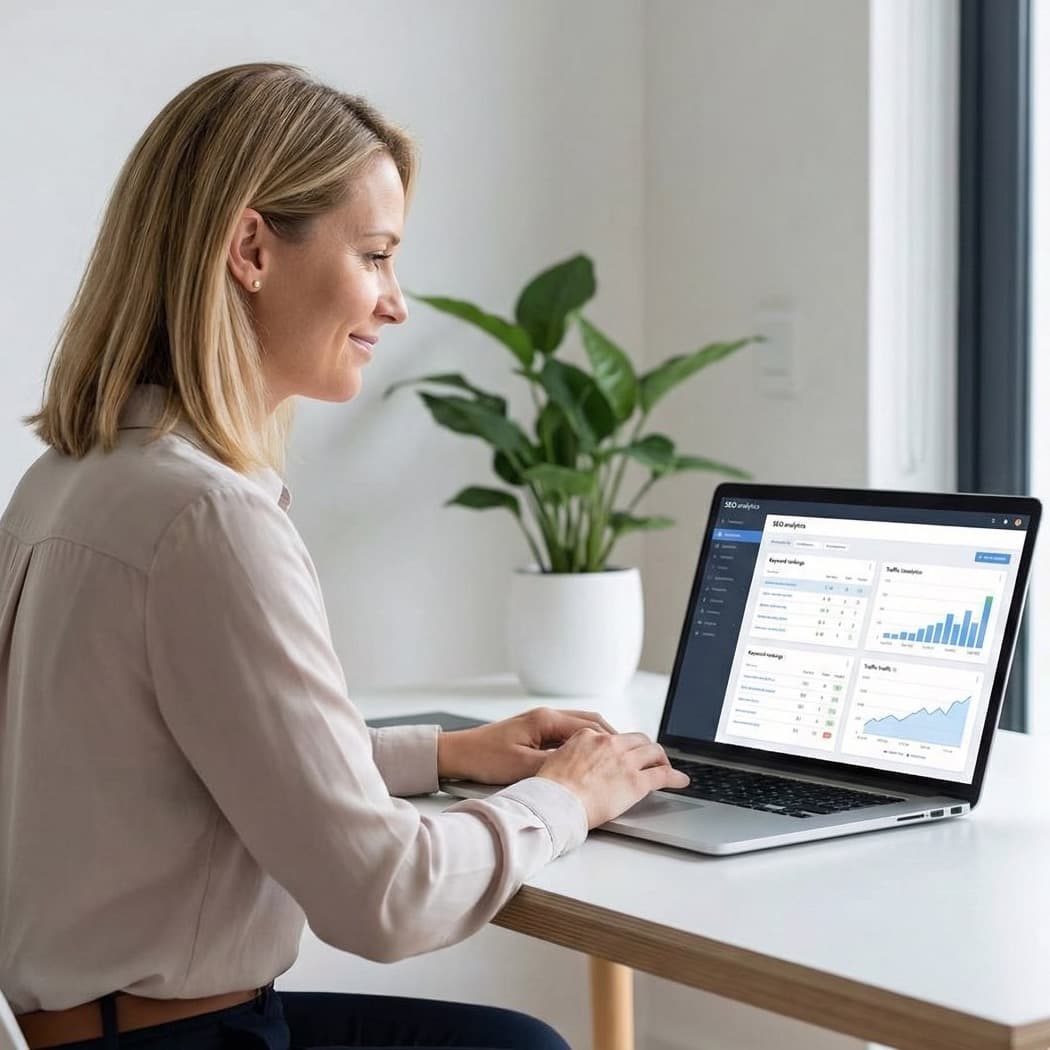 A South African VA for SEO working in a home office