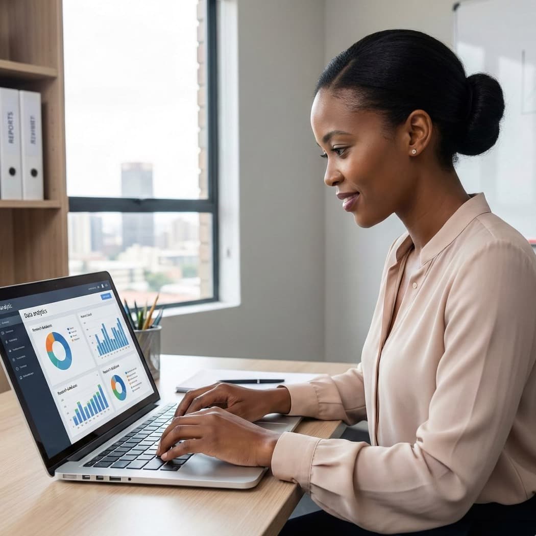 A South African VA for Research working in a home office