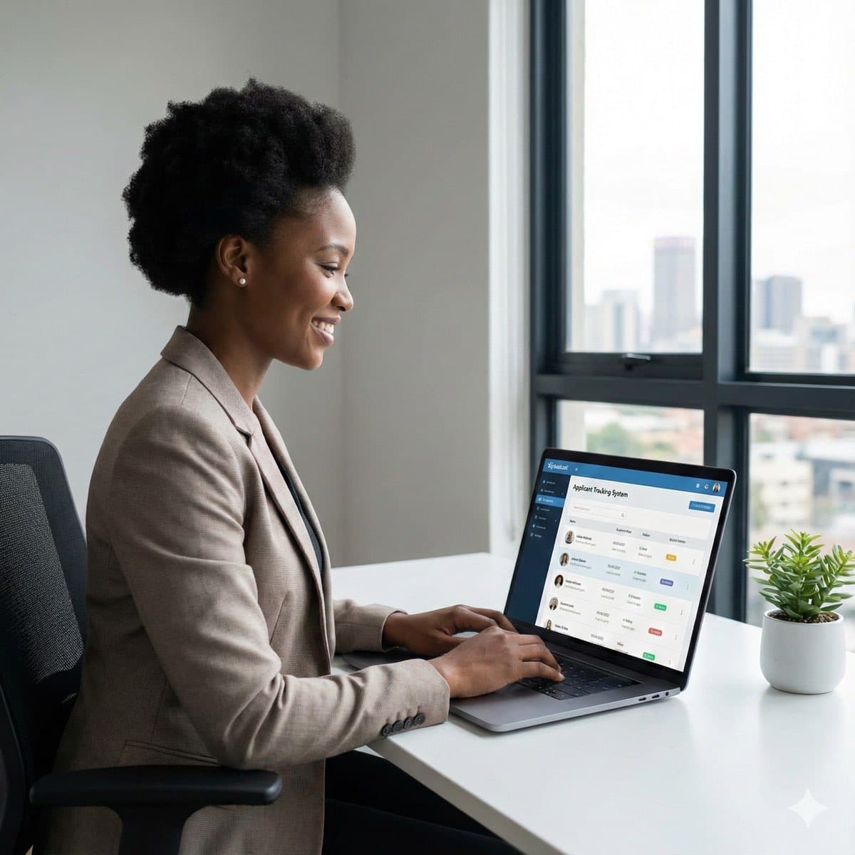 A South African VA for Human Resources working in a home office