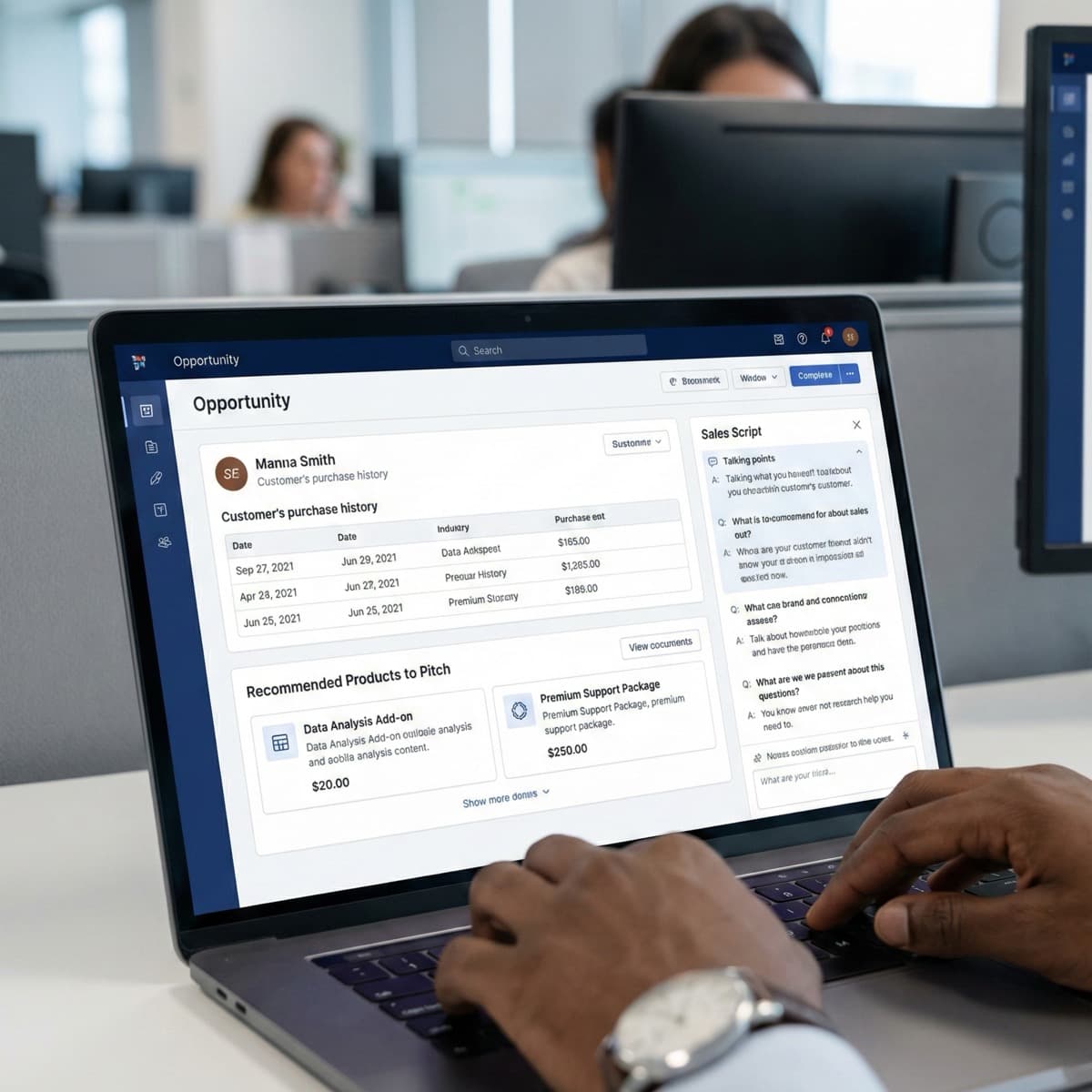 A laptop screen showing a work for Upselling & Cross-Selling in a home office