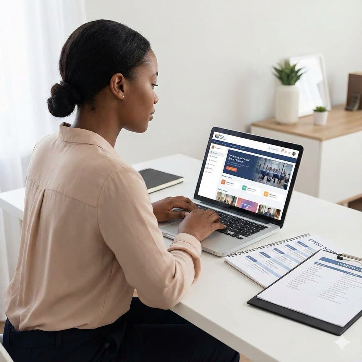 A South African VA for Event Coordination working in a home office