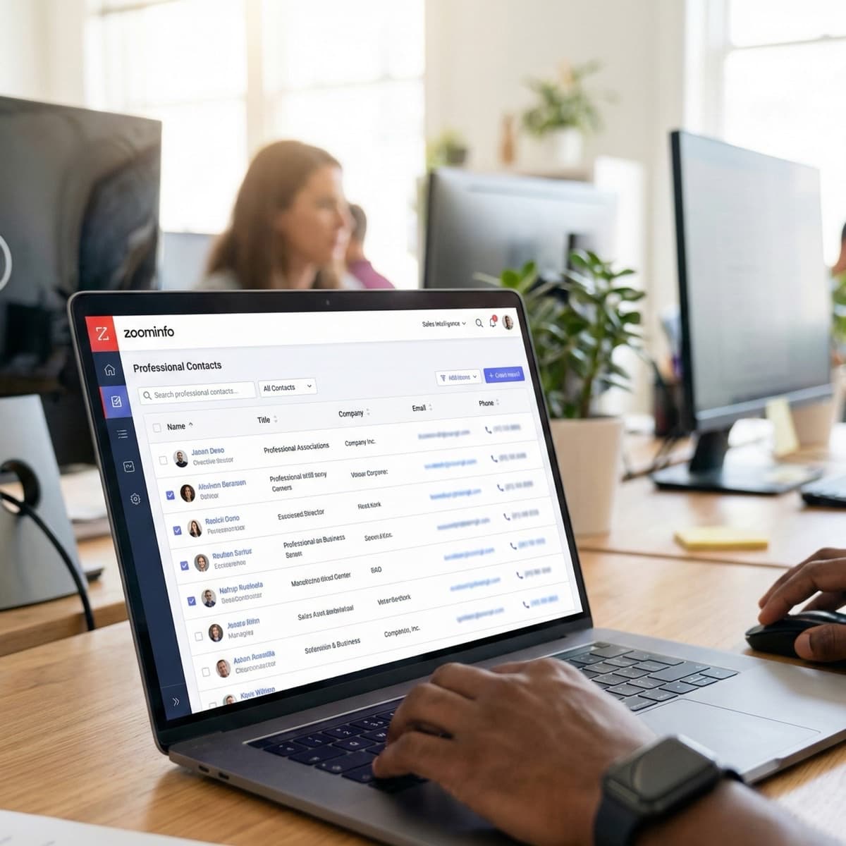 A laptop screen showing a work for Lead Generation & Prospecting in a home office