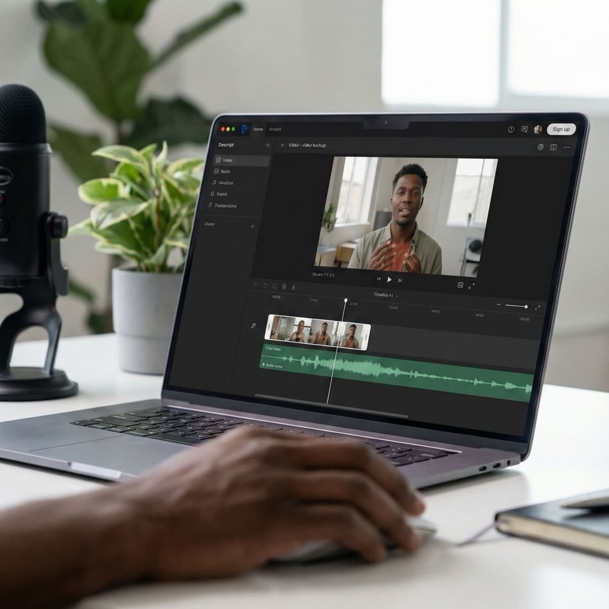 A laptop screen showing a work for Basic Video Editing in a home office