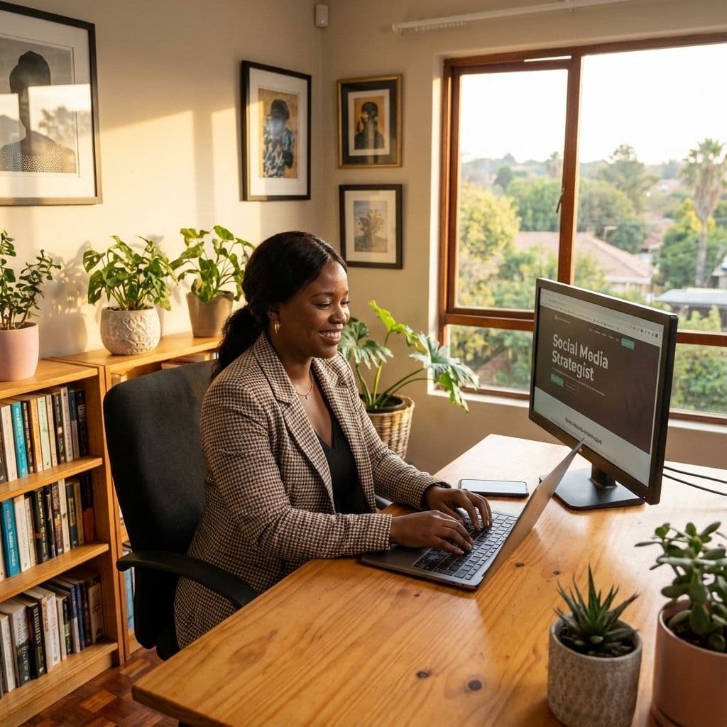 A South African Remote Risk Assessment Support working in a home office