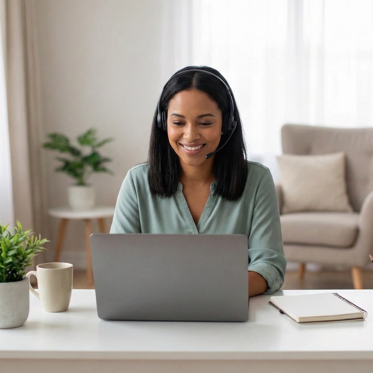 A South African VA for Client Reporting working in a home office