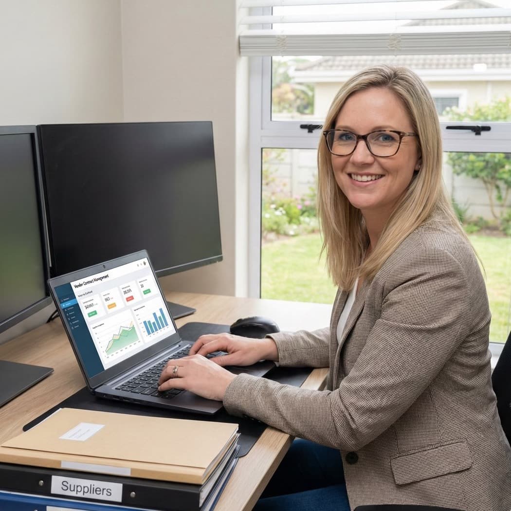 A South African VA for Vendor Management working in a home office