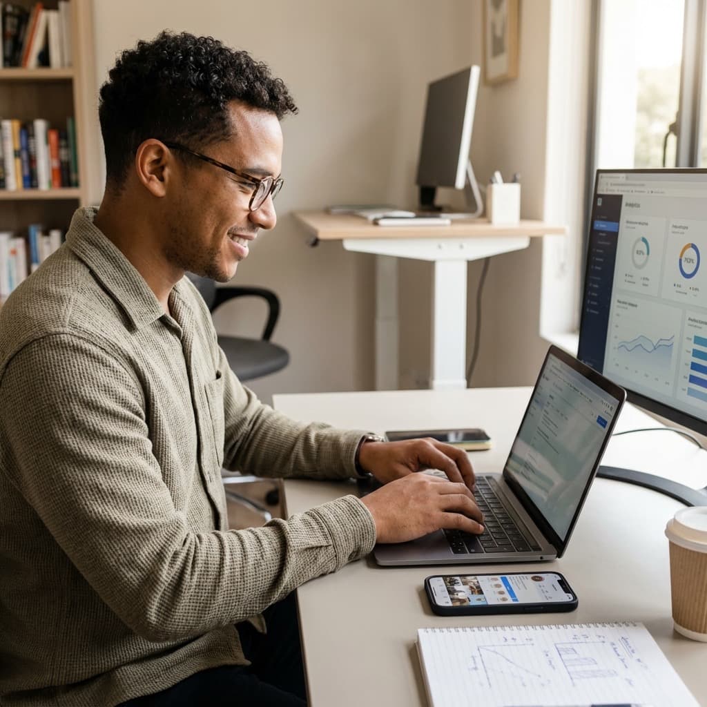 A South African VA for Broker Support working in a home office