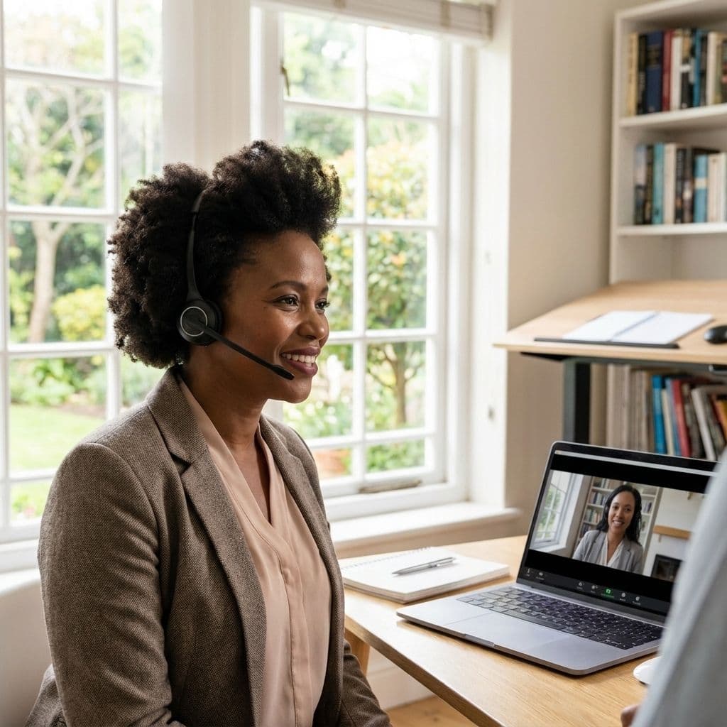 A South African Remote Sales Representative working in a home office
