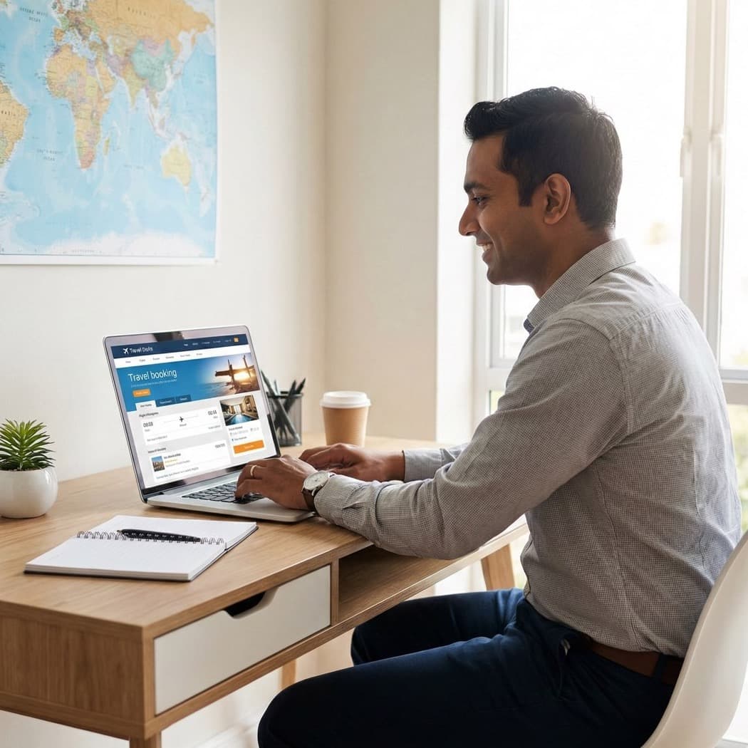 A South African VA for Travel working in a home office