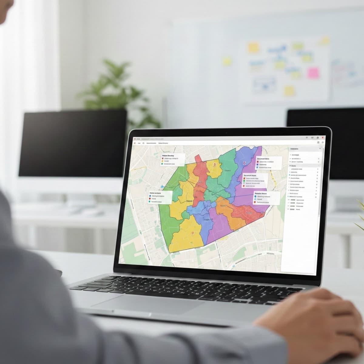 A laptop screen showing a work for Medical Records Management in a home office