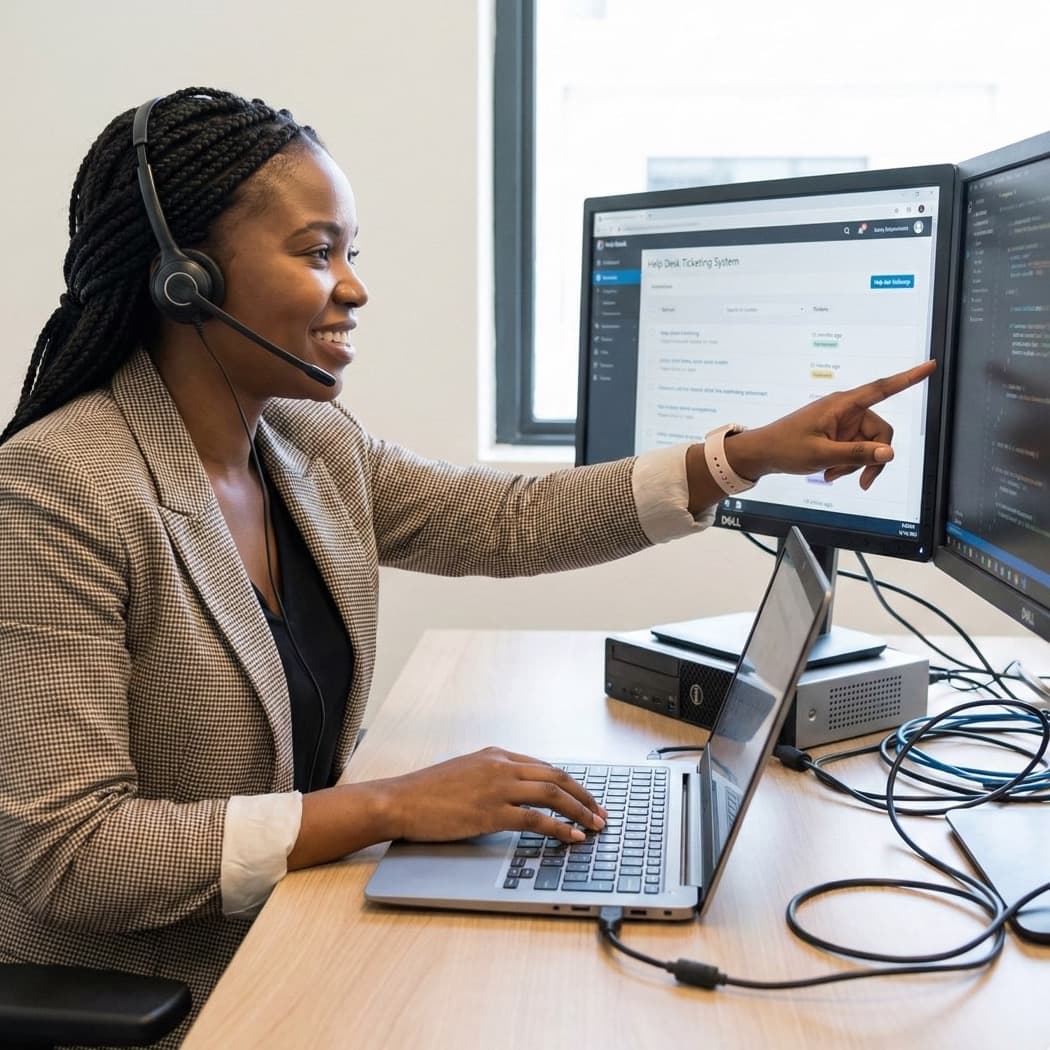 A South African VA for Technical Support working in a home office