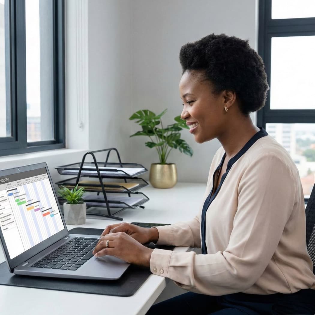 A South African VA for Project Coordination working in a home office