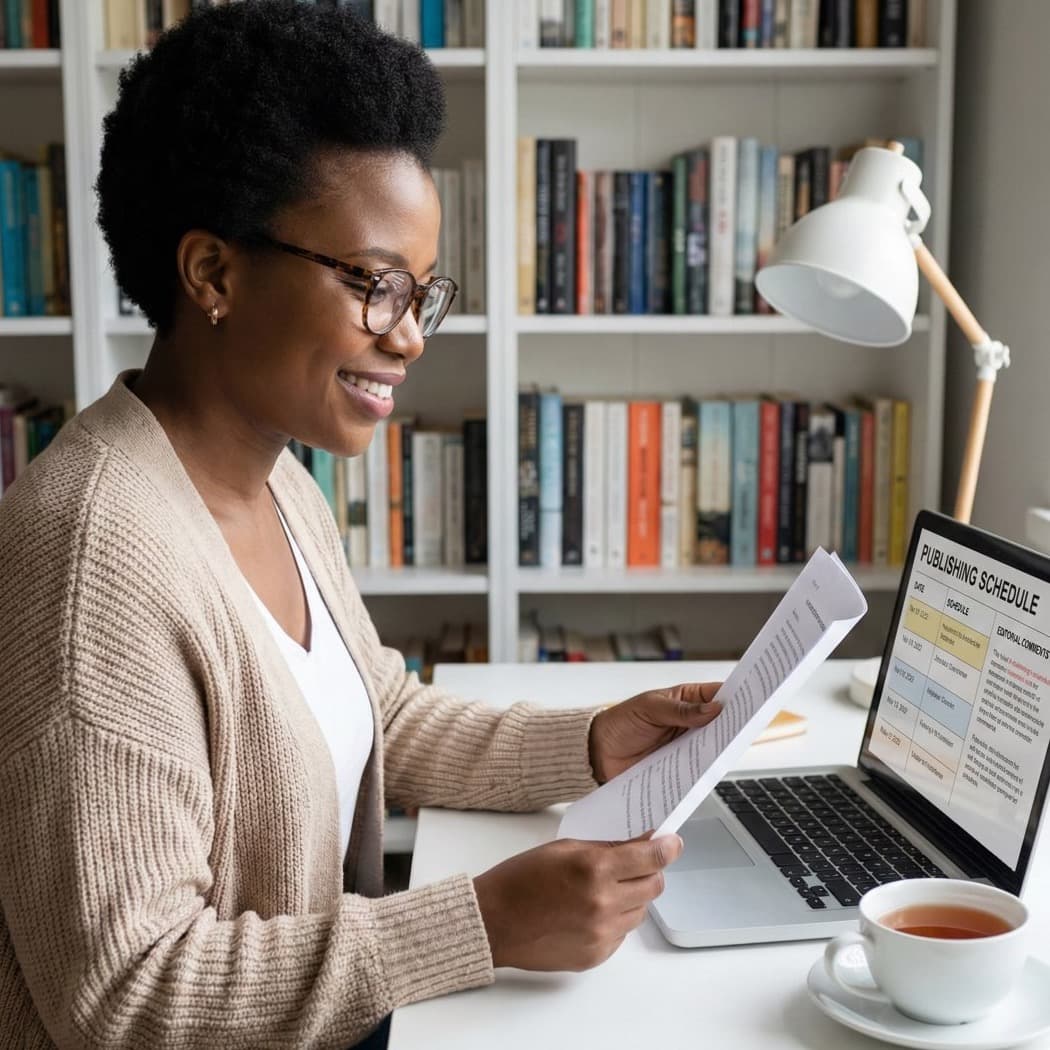 A South African VA for Publishing working in a home office