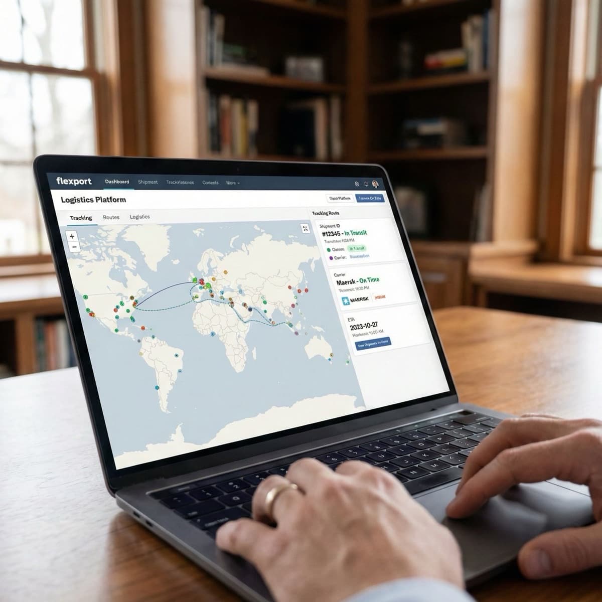 A laptop screen showing a work for Carrier Warehouse Coordination in a home office
