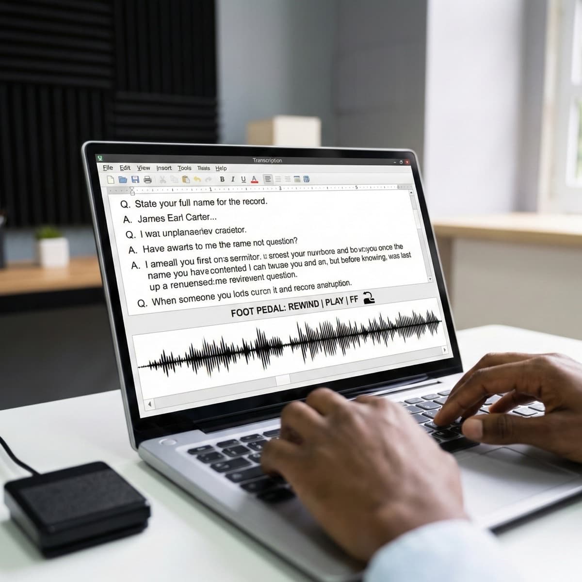 A laptop screen showing a work for Market Research & Surveys in a home office