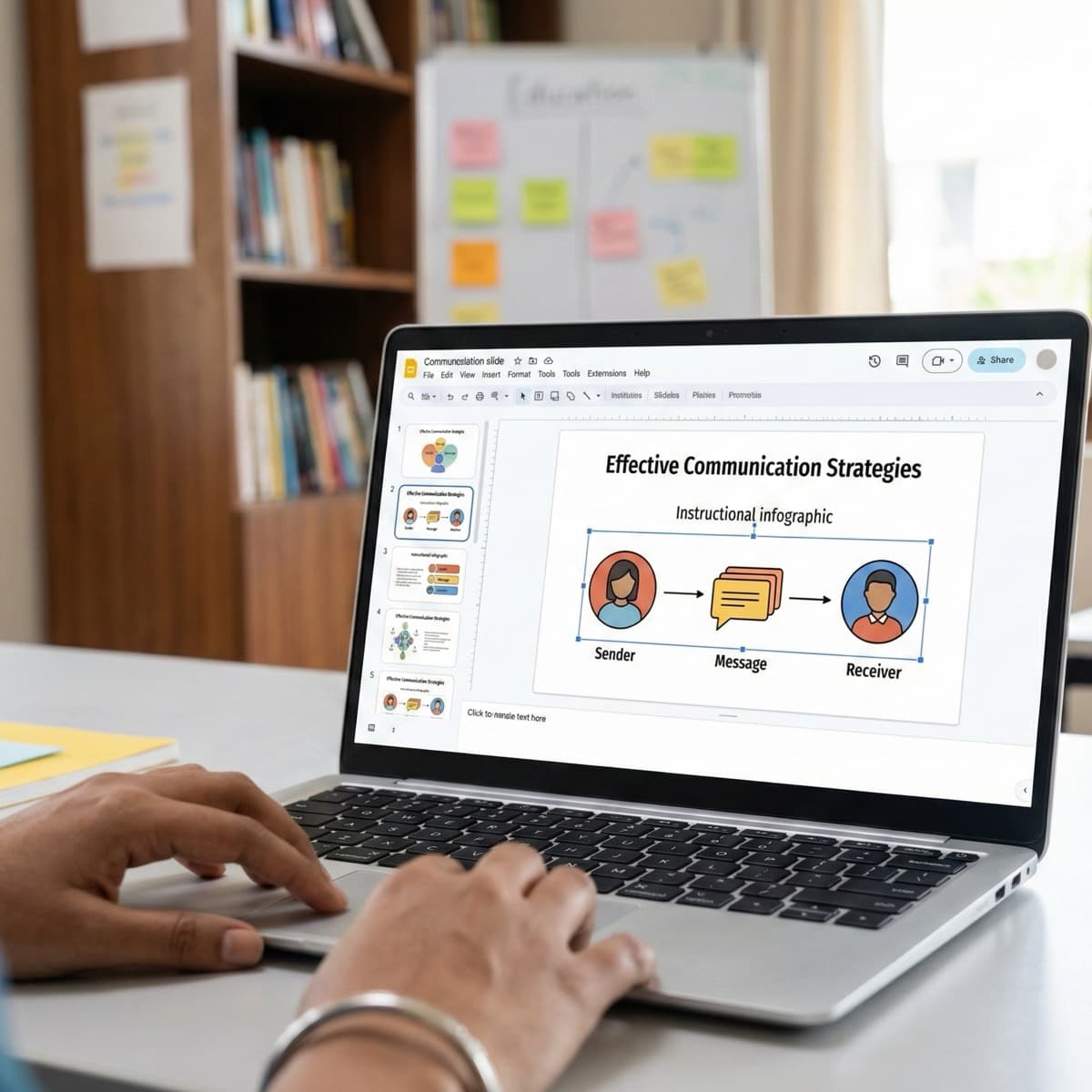 A laptop screen showing a work for Training Materials Preparation in a home office