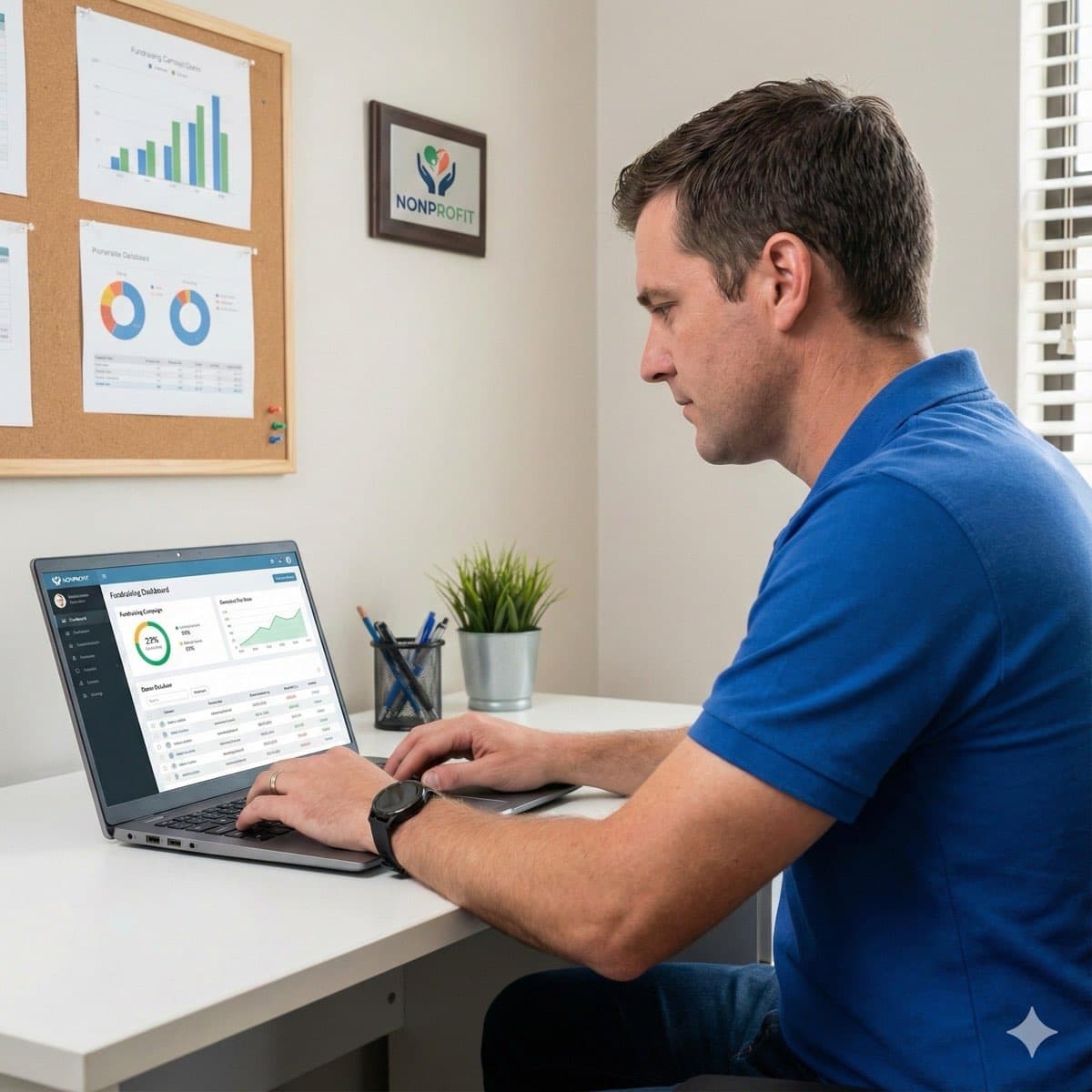 A South African VA for Fundraising working in a home office