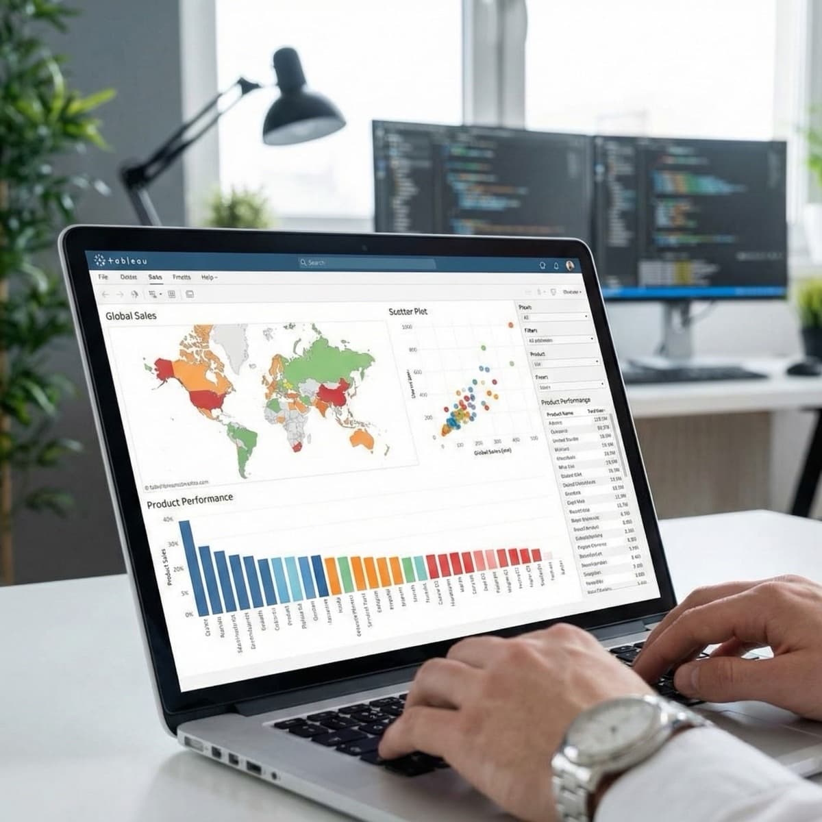 A laptop screen showing a work for Data Analysis in a home office