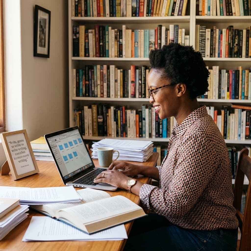 A South African VA for Author working in a home office