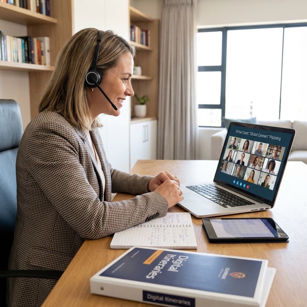A South African Remote Event Coordinator working in a home office