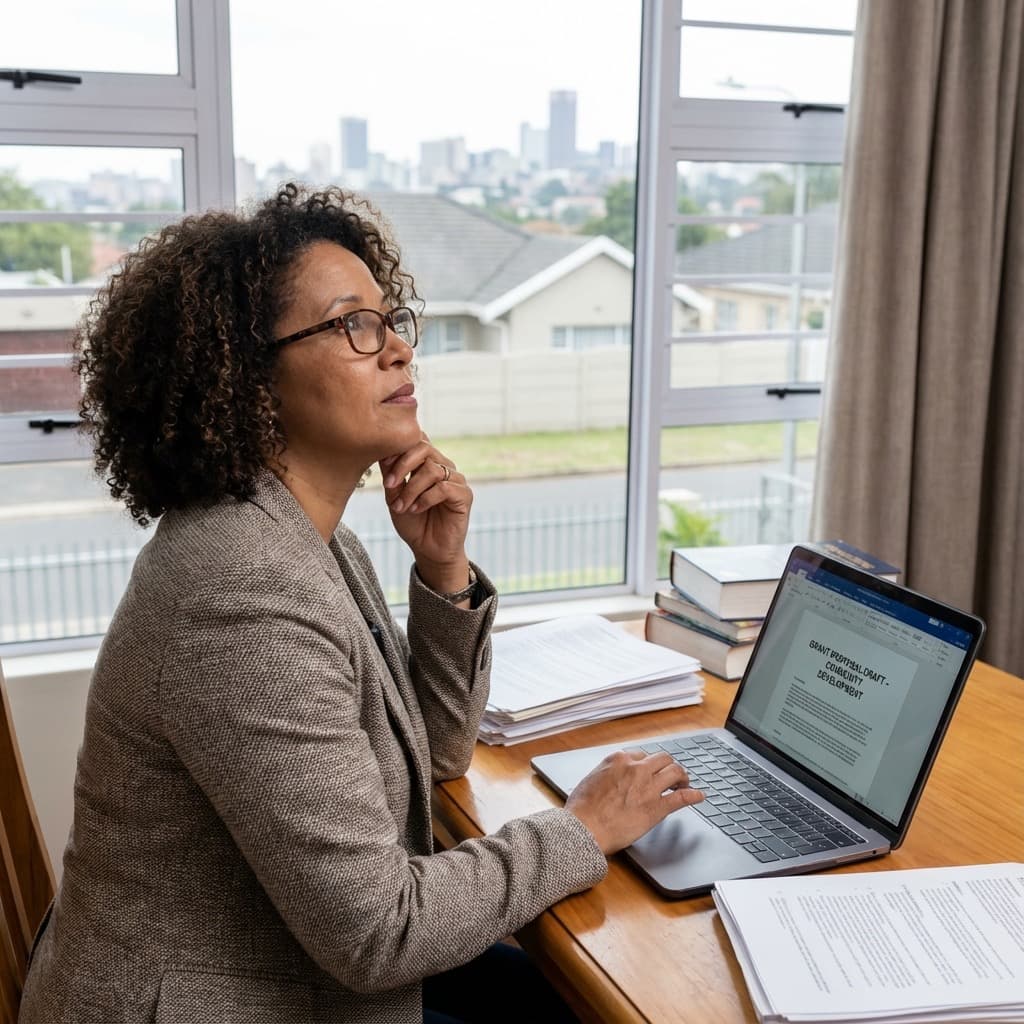 A South African Remote Concierge working in a home office