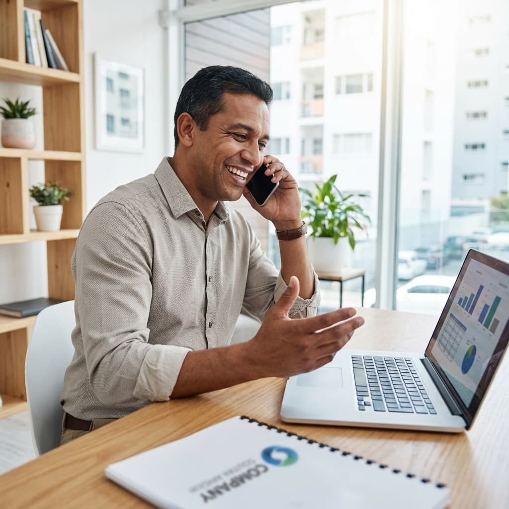 A South African Remote Business Development Representative working in a home office
